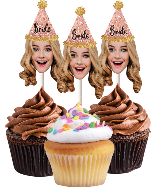 Bachelorette Party Cupcake Toppers/ Custom Photo Cupcake Picks