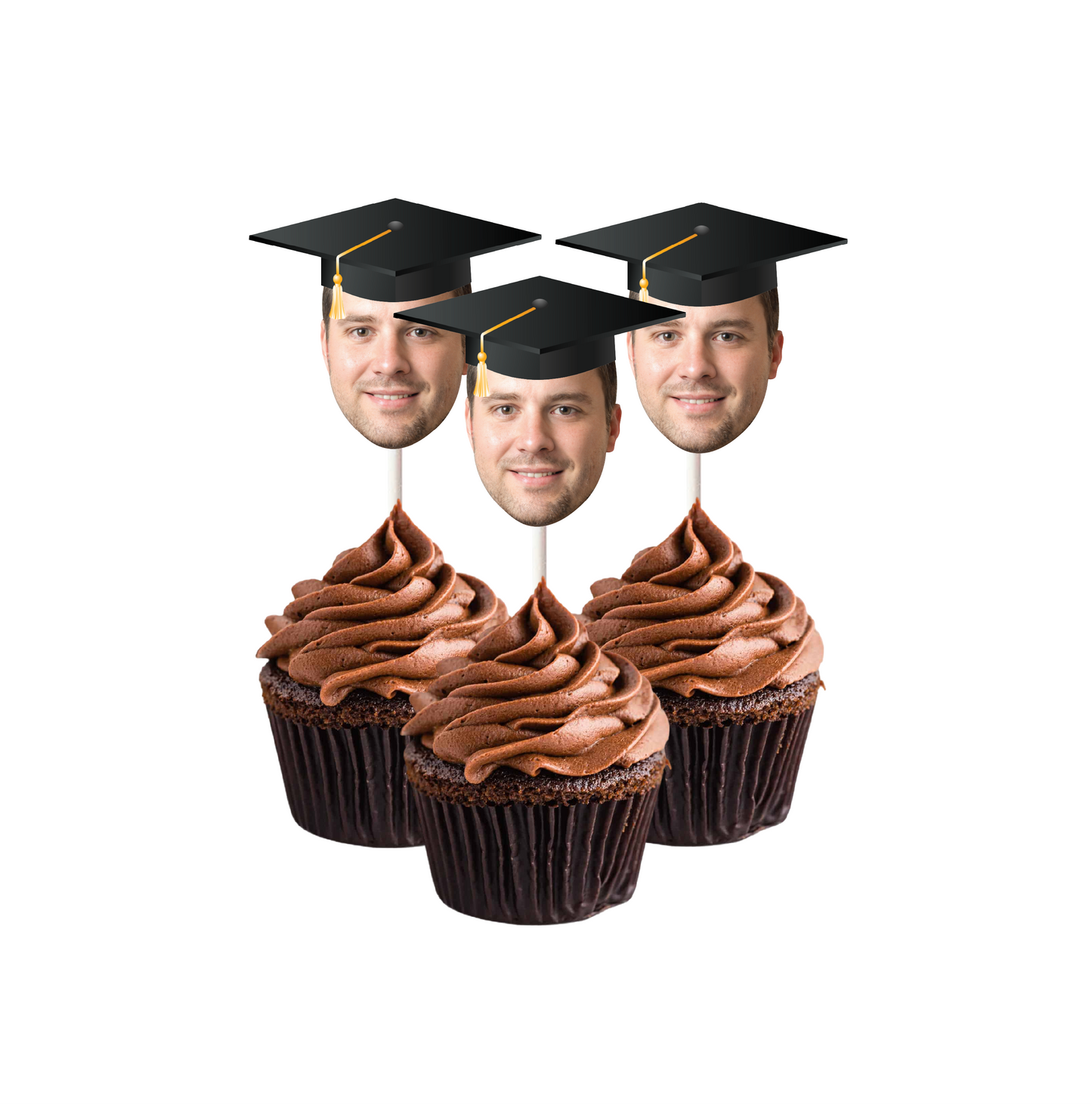 Graduation Party Cupcake Toppers/ Custom Photo Cupcake Picks